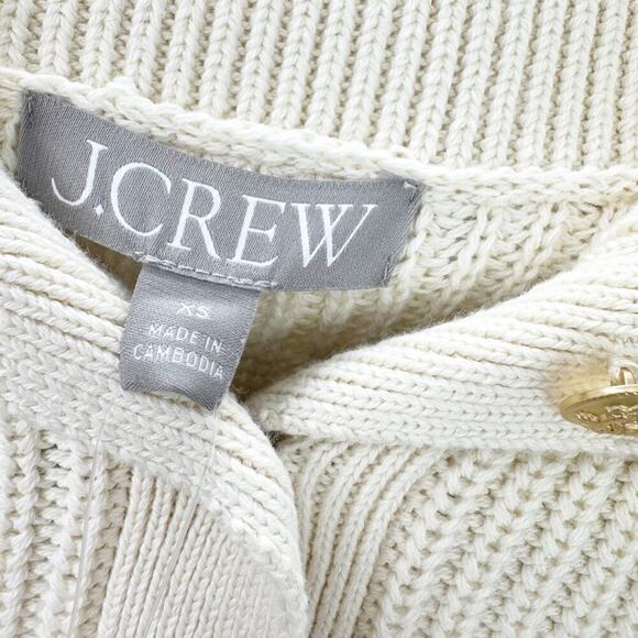 J. Crew Ribbed Cotton Button-Collar Sweater Long Sleeve Linen Size XS NWT - Picture 7 of 10